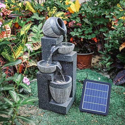 BTGGG Solar Water Fountain Rockery Garden Light 19x51 cm Outdoor Feature
