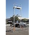 CBM Scaffold Aluminum Scaffold Rolling Tower 17' w/Guard Rails and Outriggers (Steel Outrigger w/ 4 Leveling Jacks)