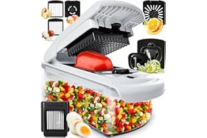 Fullstar Vegetable Chopper - Food Chopper - Onion Chopper - Vegetable Slicer & Spiralizer - Veggie Chopper with Container - Kitchen Gadgets - Home Essentials - Kitchen Accessories (8 in 1, White)