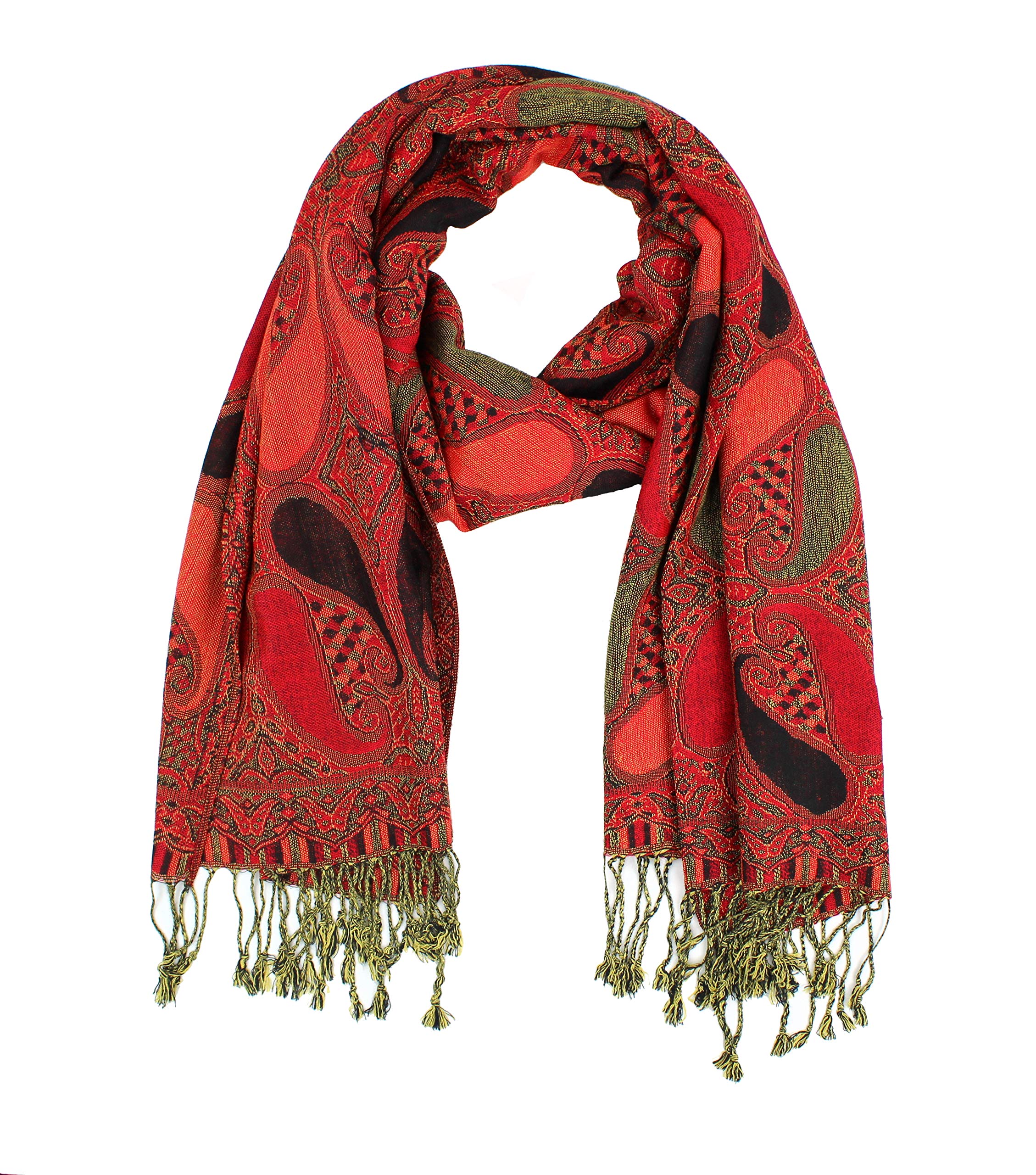 Paskmlna Paisley Pattern Tow Layered Woven Pashmina Shawl Scarf Wrap Stole Paskmlna Paisley Pattern Tow Layered Woven Pashmina Shawl Scarf Wrap Stole