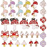 COGCHARGER 32 Pieces Mushroom Pendant Charms Alloy Enamel Mushroom Pendant Red Cute Mushroom Charms for Jewelry Necklace Bracelet Earring Making
