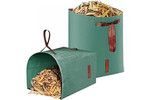 LUCKIPLUS 2 Pack 53 Gallon Reusable Yard Waste Bags, Multiple Handles Dustpuan-Type Lawn and Leaf Bags, Clollapsible Leaves Collector Garden Bag for Debris, Grass, Clippings, Branches, Lawn Trash