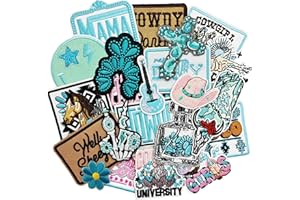 YAVERON 23PCS Western Iron On Patches Cowgirl Cowboy Embroidered Patches for Trucker Hats Jackets Backpacks Jeans