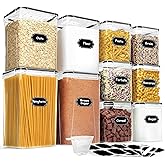 Flour Sugar Storage Containers, 10 Pack Large Airtight Food Storage Containers with Lids for Kitchen Pantry Organization and Storage, BPA Free Plastic Canisters Sets for Cereal, Rice and Baking