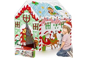 Cinrobiye Christmas Playhouse Tent Huge Snowman Gingerbread House DIY Coloring Playhouse Large Art Craft Activity Play Tent F