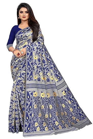 banarasi cotton saree with cotton blouse picse
