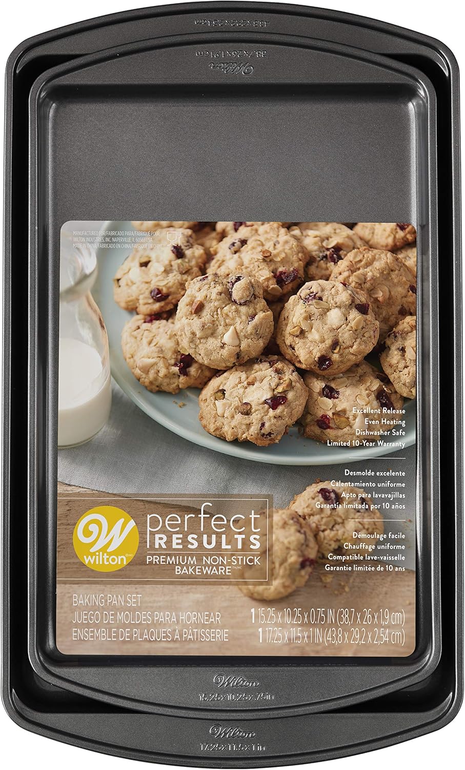 Wilton Perfect Results Premium Non-Stick Bakeware Cookie Baking Sheets Set, 2-Piece: Kitchen & Dining