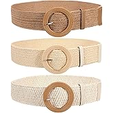 JASGOOD Straw Woven Elastic Stretch Belts Women Raffia Dress Waist Band Boho Ladies Braided Dress Belts