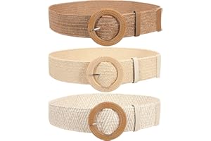 JASGOOD Straw Woven Elastic Stretch Belts Women Raffia Dress Waist Band Boho Ladies Braided Dress Belts