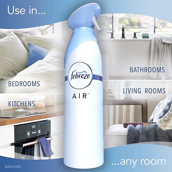 FEBREZE AIR MIST AIR FRESHENER SPRAY, ODOR-FIGHTING ROOM SPRAY, AIR FRESHENERS FOR HOME AND BATHROOM AND KITCHEN, AEROSOL CAN, HEAVY DUTY CRISP CLEAN SCENT, 8.8OZ, 1 COUNT