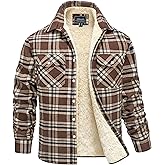 MAGNIVIT Mens Flannel Plaid Shirts Fleece Warm Winter Coat Sherpa Lining Jackets Soft Thickened Outwear Casual Outdoor Travel