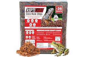 GRO-MED ReptiCare Coconut Husk Chips 36 Quarts of Ready to Use Organic Coco Husk Bedding for Ball Pythons, Snakes, Tortoises, Crested Geckos, Frogs, or Lizard Terrarium Tanks - 9.48 lb
