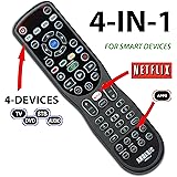 Anderic RRU401 4-in-1 Advanced Universal with Backlight and Learning for All TVs (Smart TVs, CRT, HDTV, Apple TV, Roku TV), Roku Player, BluRay Player, Audio system, Xbox, and more - Universal Remote Control - Black