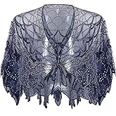BABEYOND 1920s Shawl Wraps Sequin Beaded Evening Cape Bridal Shawl Bolero Flapper Cover Up
