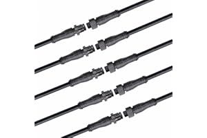WOODGUILIN 3 Pin Electrical Connector,3 Core Outdoor LED Connector Male Female Plug LED Connector Metal Nut with 20CM Cable 18AWG IP67 for Car,Truck,Boat,Outdoor LED Strip Lights.5 Pairs (3P 18AWG)