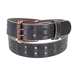 Men’s Classic Leather Belt, Double Prong Retro