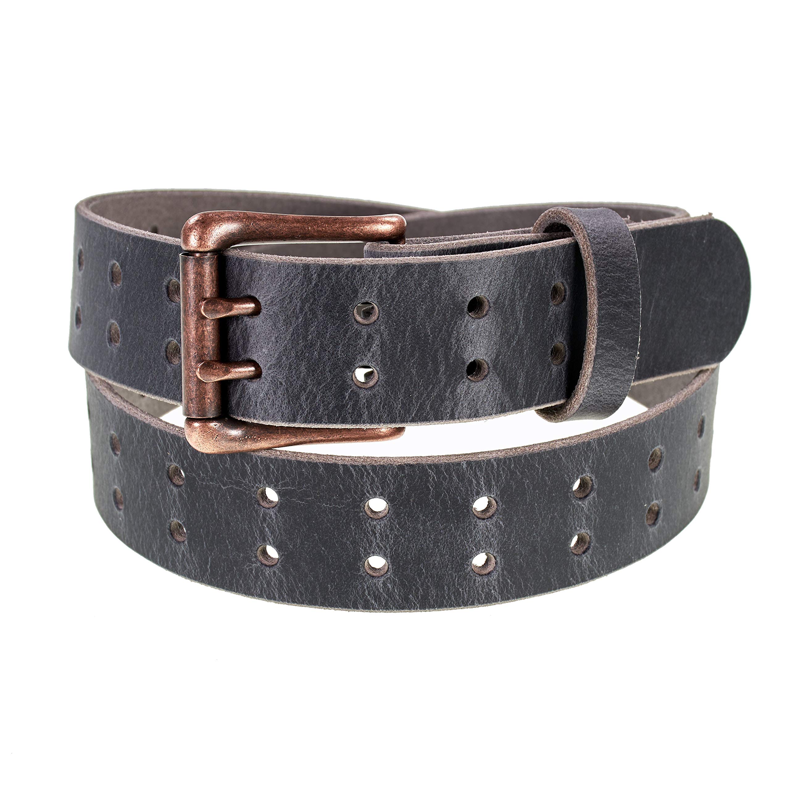 Men’s Classic Leather Belt, Double Prong Retro