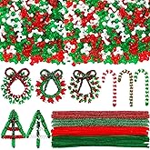 UPINS Christmas Tri Beads, 2000 Pcs Bead Wreath Ornament Kit With 50 Pcs Pipe Cleaners for Party Decoration - Red, Green, White