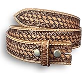 DANIEL'S ARTPLANET Western Leather Belt Strap for Men Handmade Cowboy Full Grain One Piece Leather Engraved Tooled 1.5”
