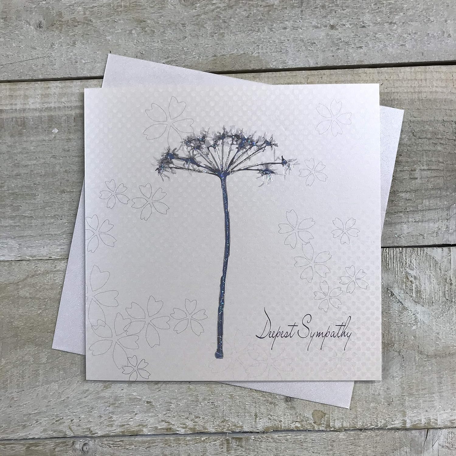 White Cotton Cards Dandelion Deepest Sympathy Handmade Sympathy Card, wb239, 16cm x 16cm