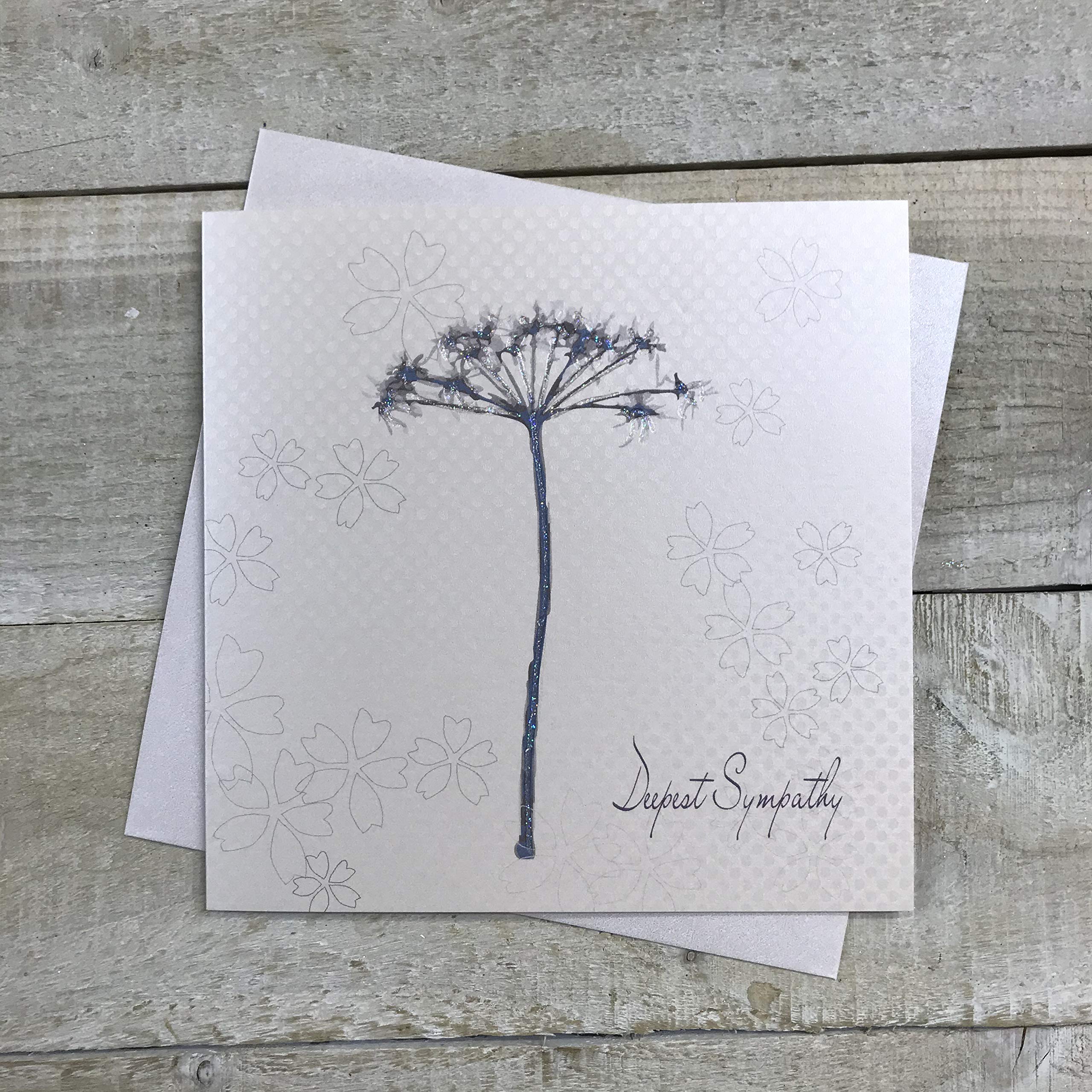 White Cotton Cards Dandelion Deepest Sympathy Handmade Sympathy Card, wb239