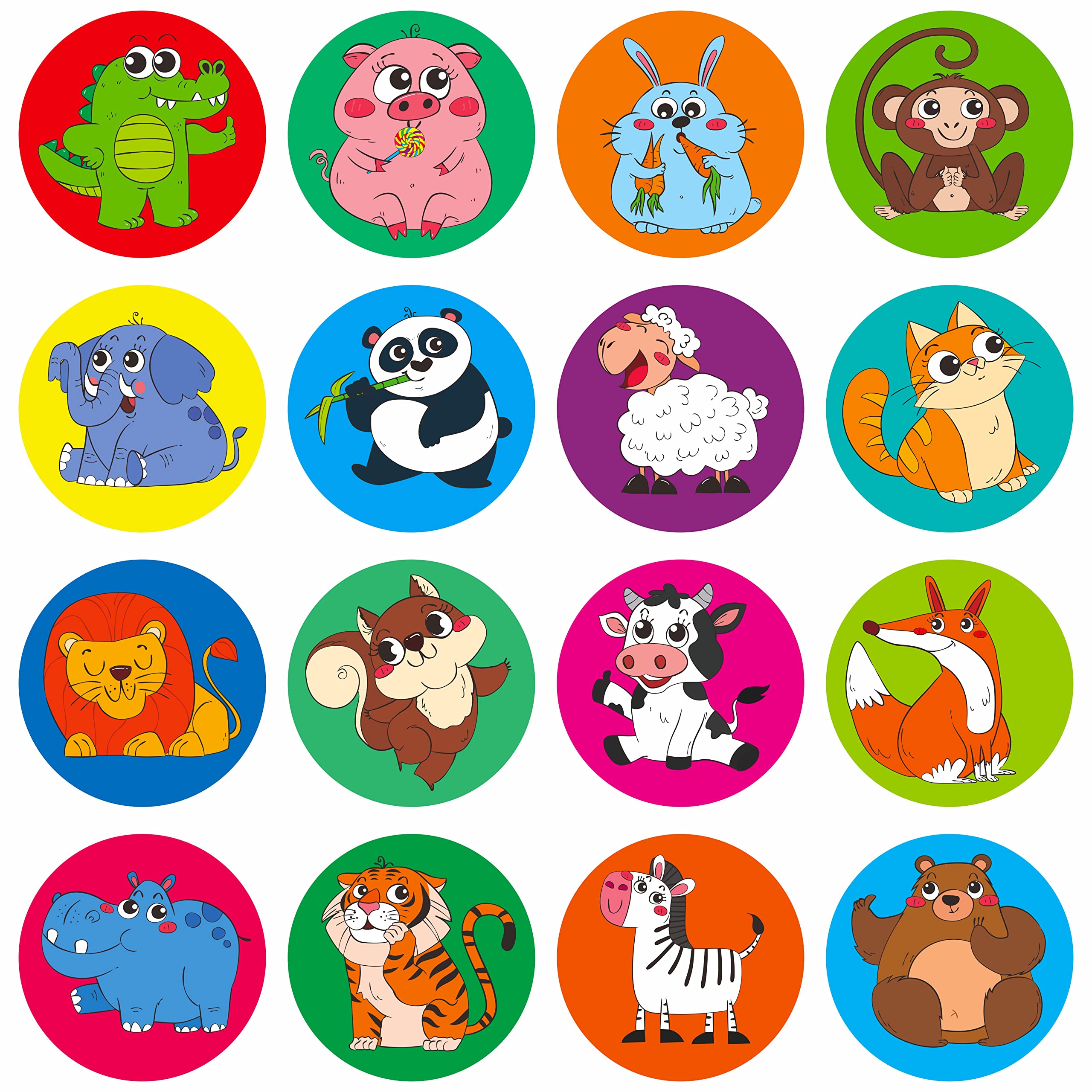 600 PCS Cartoon Animal Stickers Party Decoration Teacher Reward Encouragement Motivational Decals 16 Designs Value Pack (Each Measures 1.5