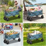 Sekey Folding Trolley 440LB Capacity All-Terrain Beach Garden Cart Light Blue view 6