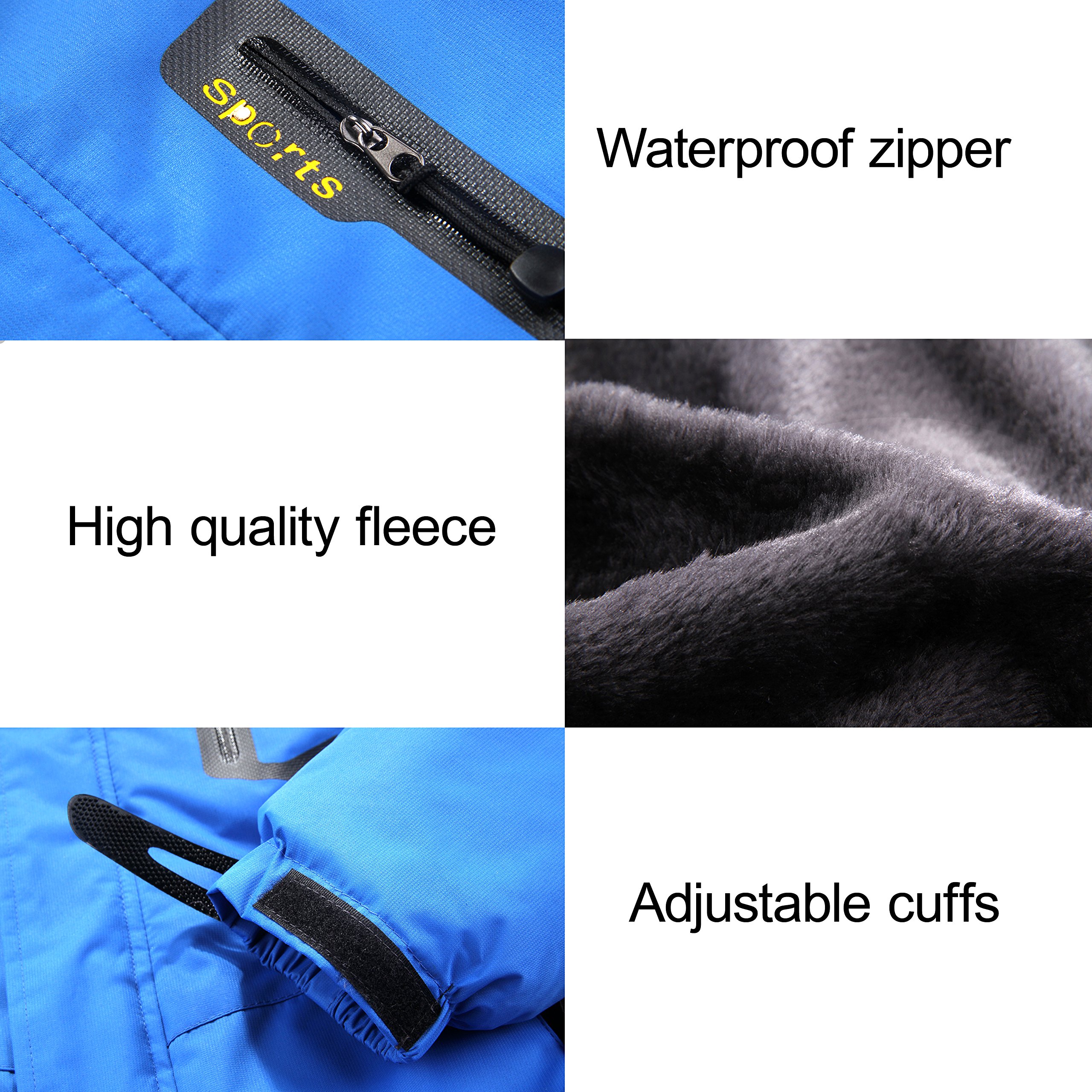 Ski Jacket Waterproof Windproof Fleece Jacket Mountain Jacket Sportswear For Men /Women Outdoors (L, Black)