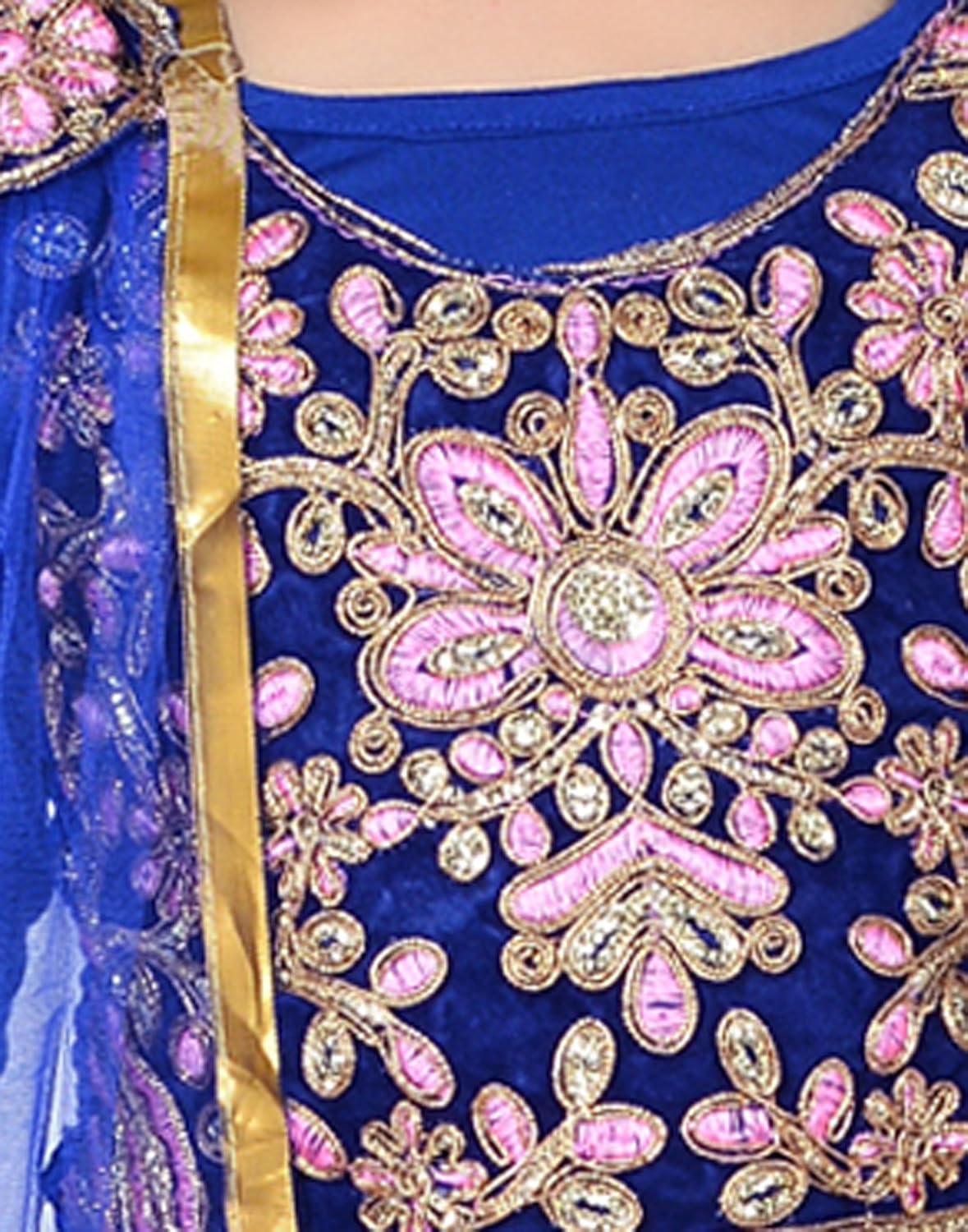 sky heights girls' pink net lehenga choli set