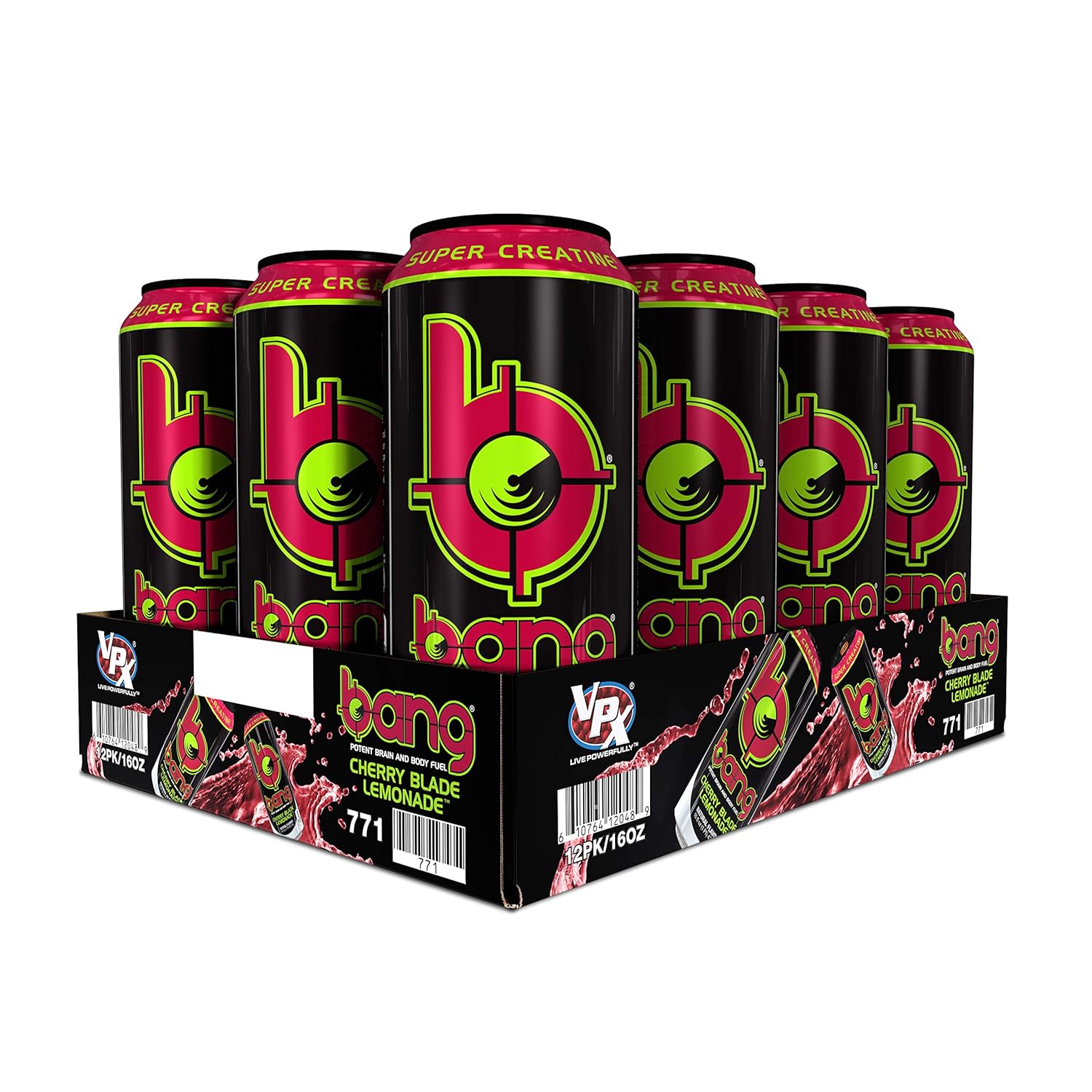 Bang Cherry Blade Lemonade Energy Drink, 0 Calories, Sugar Free with Super Creatine, 16 Fl Oz (Pack of 12) : Grocery & Gourmet Food