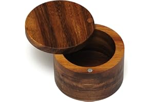 Lipper International Acacia Wood Salt or Spice Box with Swivel Cover, 3-1/2" x 2-1/2"