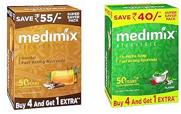 Buy Medimix Ayurvedic Sandal Bathing Bar 125 G 4 1 Offer Pack And Medimix Ayurvedic Classic 18 Herbs Soap 125 G 4 1 Offer Pack Online At Low Prices In India Amazon In