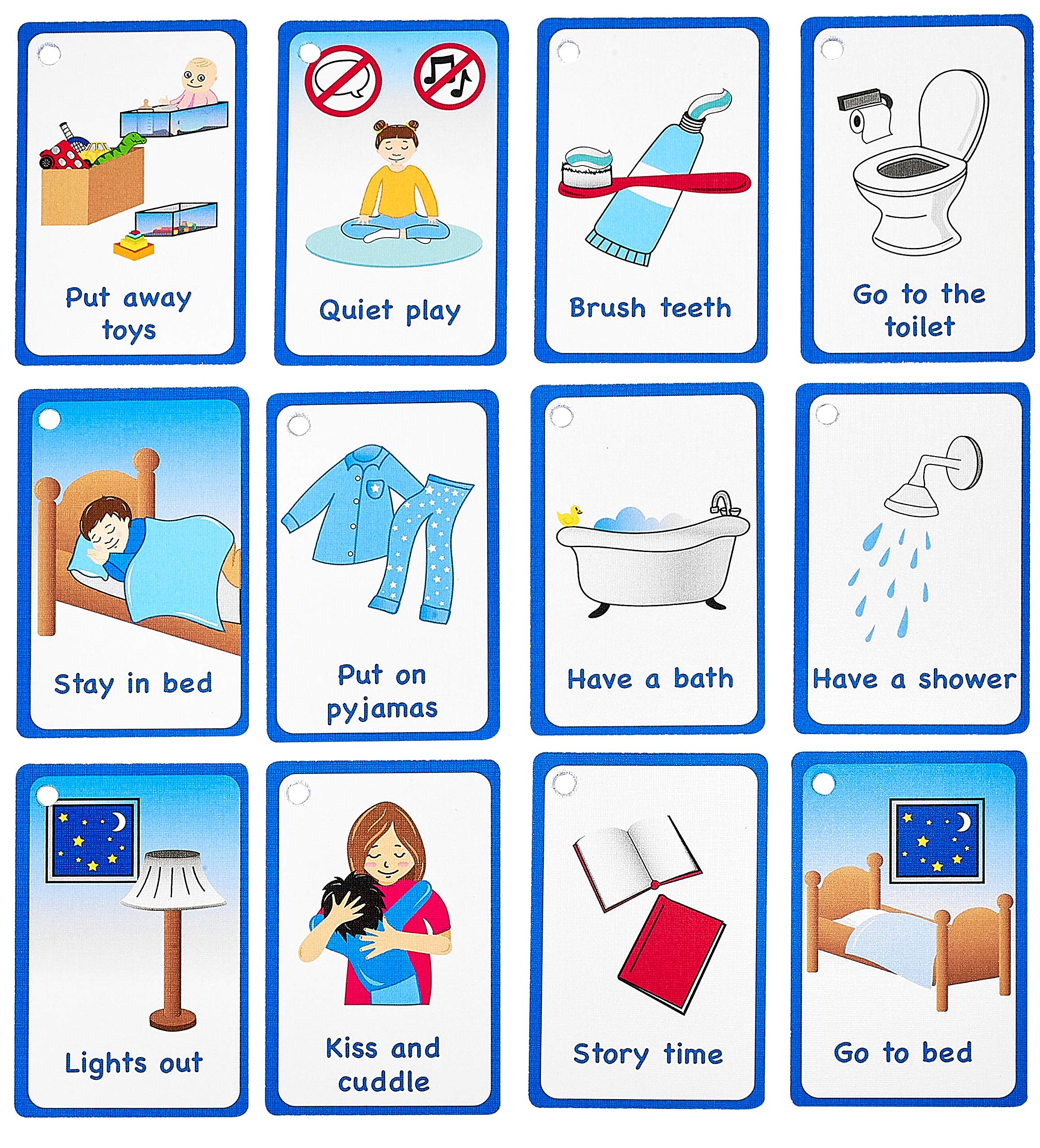 My Bedtime Routine Cards 12 PECS Flashcards for visual aid Special Ed, Speech Delay Non Verbal Children and adults with Autism or Special Needs