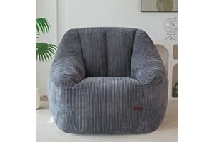 MAXYOYO Bean Bag Chair, Bean Bag Sofa with Filler, Cozy Living Room Chair for Adults and Kids, Stuffed Floor Sofa for Bedroom Dorm Reading, Dark Grey