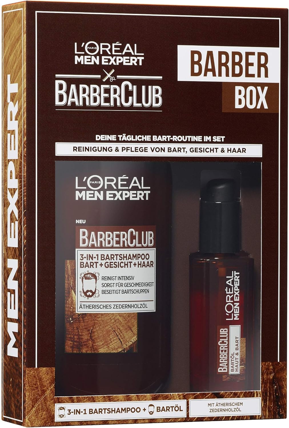 L'Oréal Men's Expert Beard Care Set including Beard Oil and Shampoo, Barber Club Gift Set, 1 x 230 ml