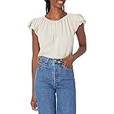 Velvet by Graham & Spencer Women's Irene Woven Linen Flutter Sleeve Blouse