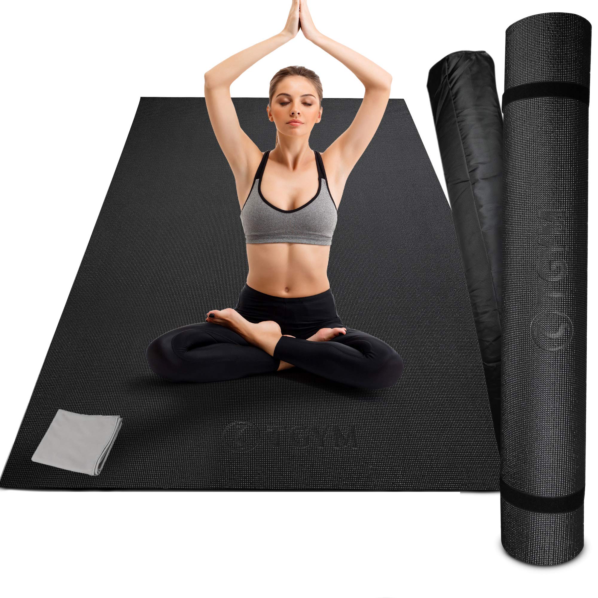 GoGoKIWI Large Exercise Mat 6'x4'x8mm Thick Non-Slip Workout Mat for Home Gym, Extra Wide Durable Cardio Mat - High Density, Perfect for Plyo, MMA, Jump Rope, Stretching, Fitness