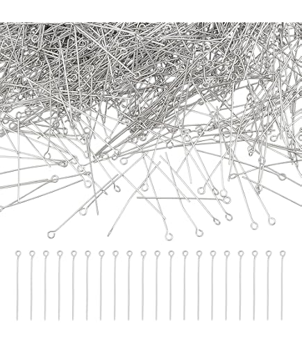 Jewelry Eye Pins 1200Pcs Flat Head Pins For Jewelry Making - 6 Sizes (15mm To 50mm), 304 Stainless Steel, Assorted Eye Pins For DIY Earrings, Necklaces, Bracelets Jewelry Making Findings