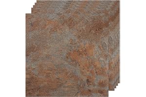 VallisCo 30-Pack Peel and Stick Vinyl Floor Tiles, 12"x12" Self-Adhesive Waterproof Peel and Stick Flooring Planks DIY for Bathroom, Kitchen, Living Room, Cover 30 Sq. Ft Red Brown