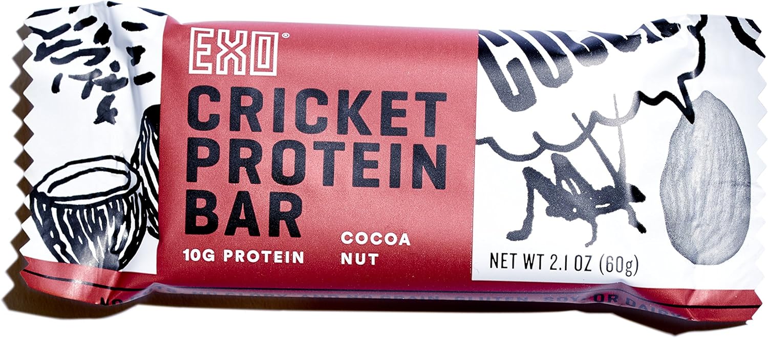 Exo Cricket Flour Protein Bars, Cocoa Nut, 12 Count, 10g Protein, Paleo