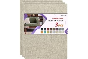 JCATTC Couch Patch Repair Fabric, Fabric Tape for Furniture, Waterproofing, Iron-on, Permanent Repair of Wear and Tear of Fabric Upholstery and Concealment of Stains (8.5 x 11 in/3 pcs, Oatmeal)