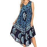 Sakkas Moon and Stars Batik Caftan Tank Dress/Cover Up