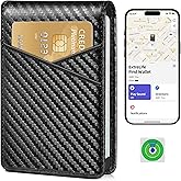 ExtreLife Mens Wallet with Smart Tracker, Leather Bifold Wallet, Works with Apple Find My, 10 Card Slots, Money Pocket, ID Window, RFID Blocking, GPS Wallet Tracker, Gift Box, Black Carbon Fiber