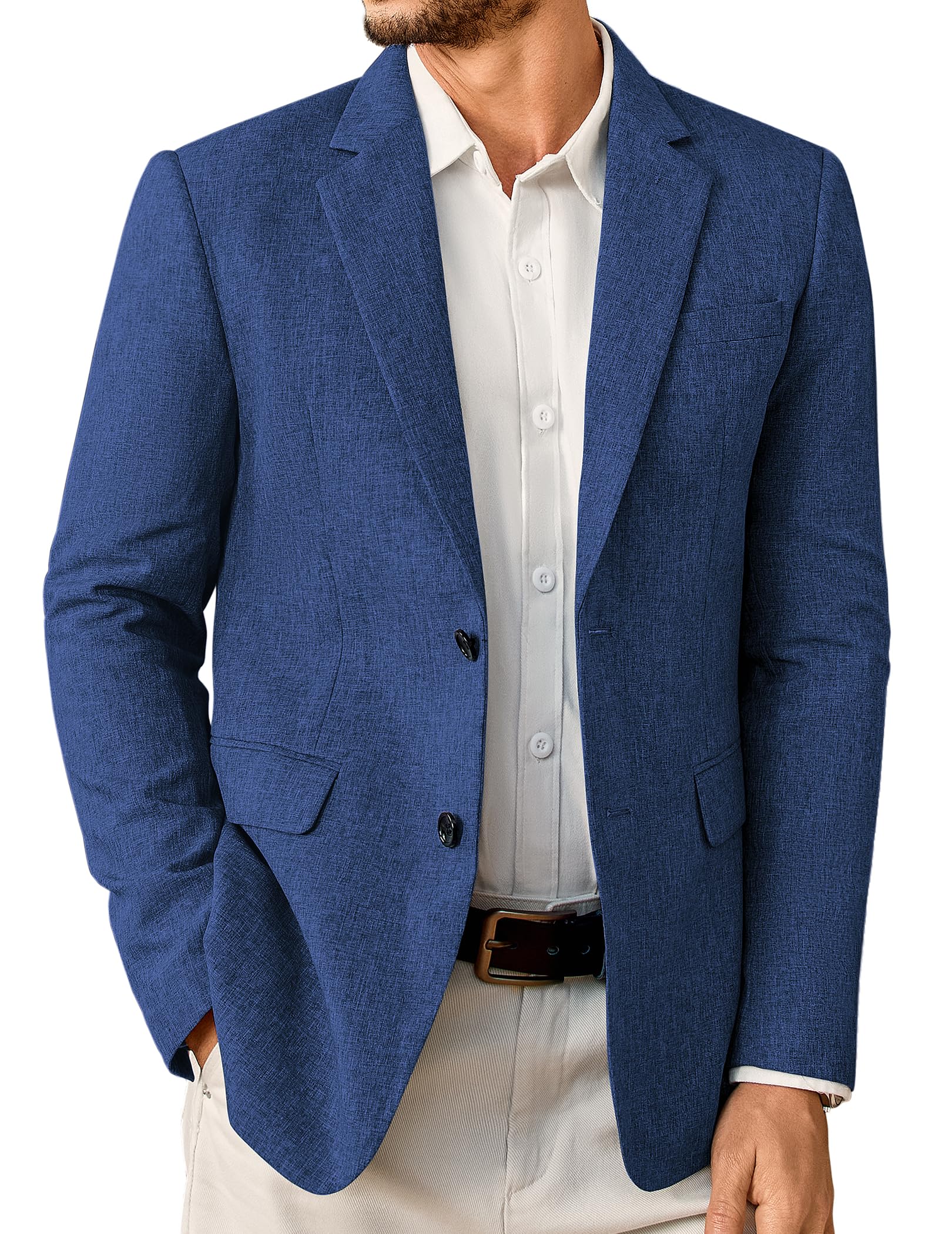 Photo 1 of Vssjavun Mens Casual Blazer Slim Fit Two Button Suit Jacket Lightweight Sport Coats RoyalBlue S