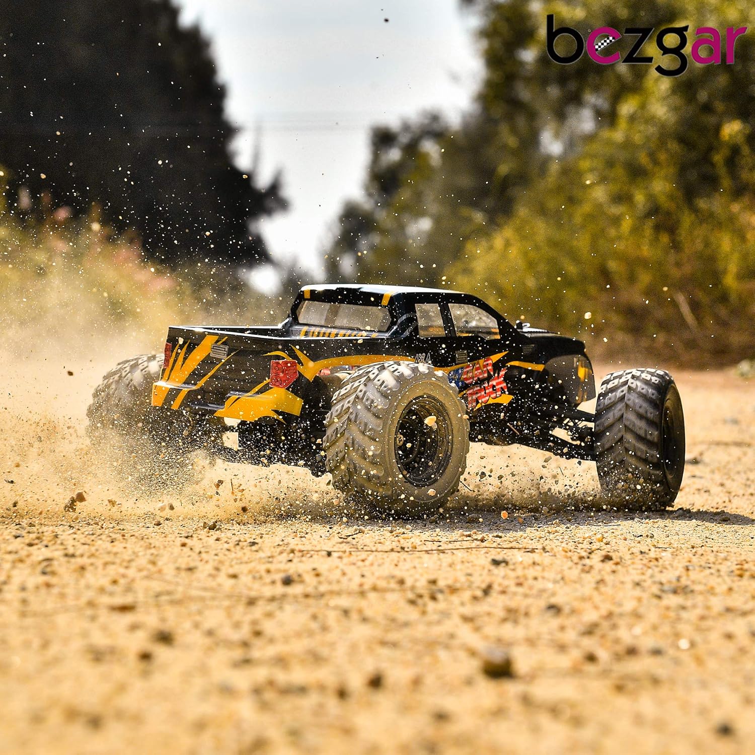 BEZGAR 1 Hobbyist Grade 1:12 Scale Remote Control Truck, 4WD High Speed 42 Km/h All Terrains Electric Toy Off Road RC Monster Vehicle Car Crawler with 2 Rechargeable Batteries for Boys Kids and Adults: Toys & Games