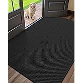 Color&Geometry Large Thin Front Door Mat Indoor Entrance Non Slip Rubber Backed, 32"x48" Indoor Door Mats for Entryway, Dirt Trapper Double Doormat, Washable Front Door Rugs, Ebony Black