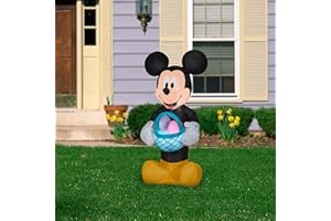 Gemmy Airblown Inflatable Mickey Mouse with Easter Basket, 3.5 ft Tall, Black