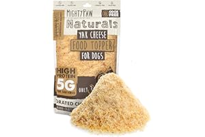 Mighty Paw Naturals Yak Cheese Food Topper - Extra Tasty for Picky Eaters - Grated Cheese for Dogs Sized Dogs and Breeds - 10