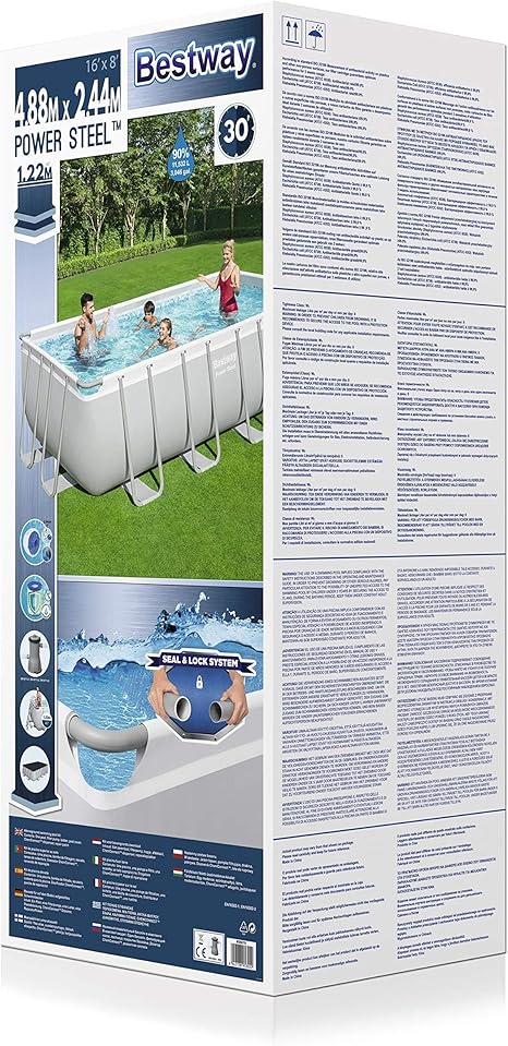 Bestway Power Steel Rectangular Pool 4 X 244 X 122 Cm Marco De Acero Juego De Piscina Con Bomba De Filtro Y Accesorios Gris Amazon Es Juguetes Y Juegos