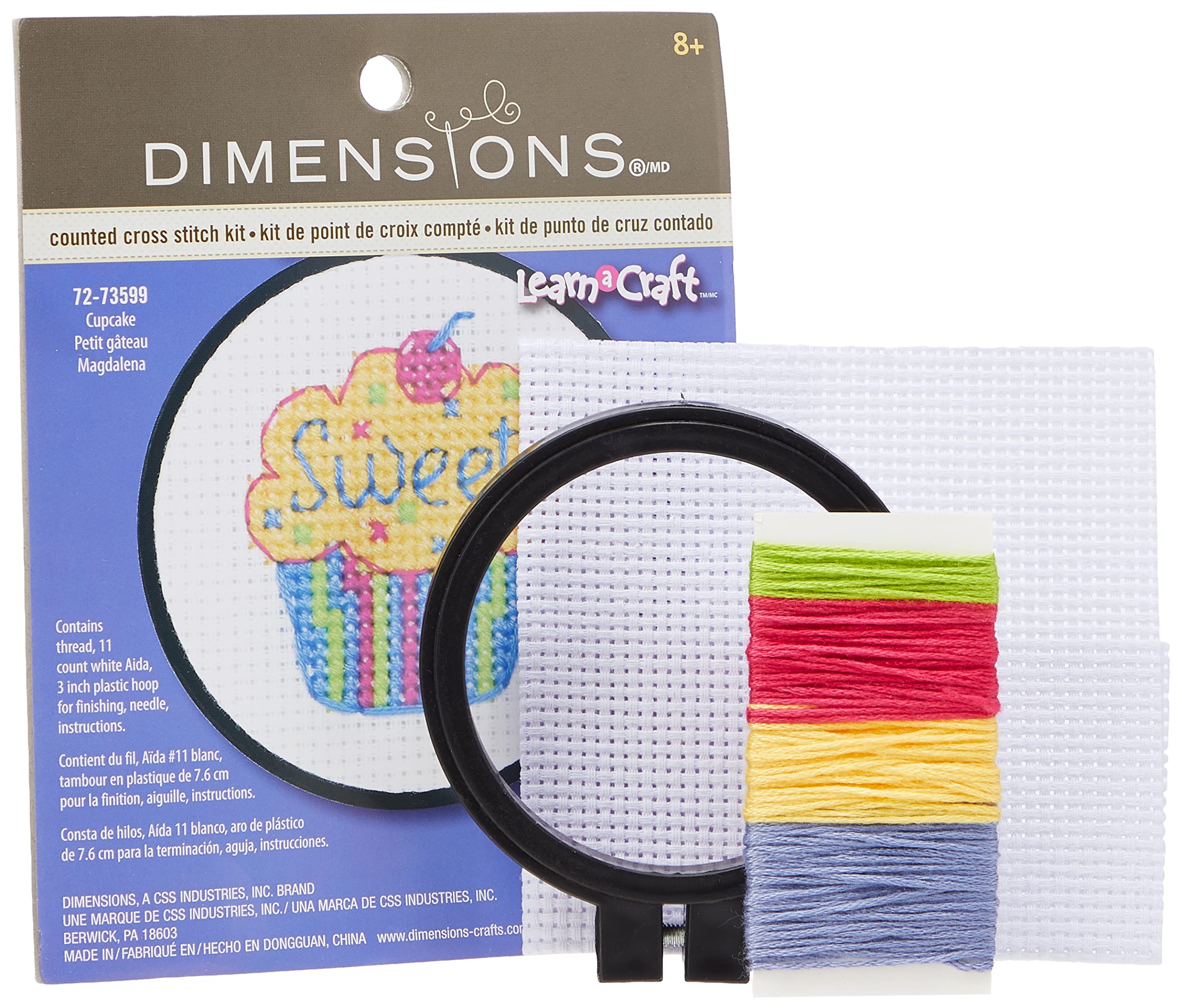 Dimensions 72-73599 Cupcakes Learn-a-Craft Counted Cross Stitch Kit, Polyester Blend, Multi-Colour